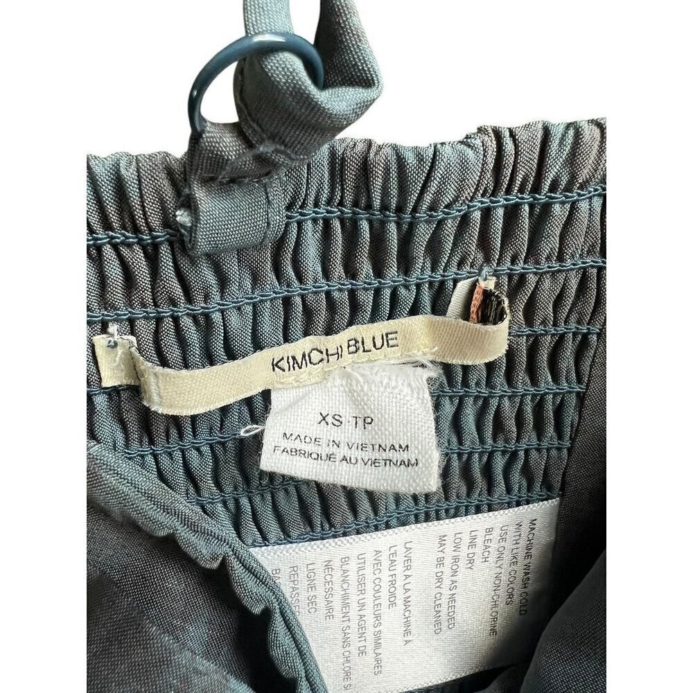 KIMCHI BLUE Womens Blue Jacquard Bow Detail CropTop, Adjustable Straps, Smocked - Picture 9 of 13